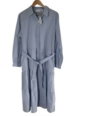 NWT National Midi Dress Tiered Button Dress Womens Large